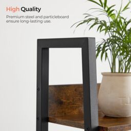 VASAGLE 4-Tier Ladder Bookcase Free Standing Storage Steel Frame Office in Brown - thumbnail 8