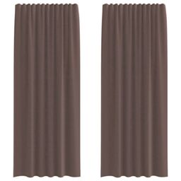 Berkfield Home Voile Curtains with Tab Top 2 pcs Brown - thumbnail 2