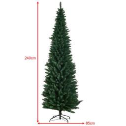 Costway 8FT Artificial Christmas Tree Xmas Decoration Trees Slim for Small Room in Green - thumbnail 2