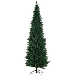 Costway 8FT Artificial Christmas Tree Xmas Decoration Trees Slim for Small Room in Green - thumbnail 1