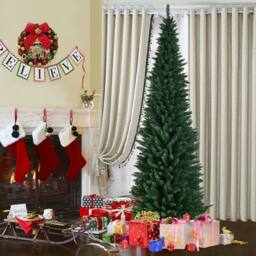 Costway 8FT Artificial Christmas Tree Xmas Decoration Trees Slim for Small Room in Green - thumbnail 6