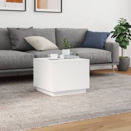 Berkfield Home Modern Coffee Table with LED Lights White 50x50x40 cm - Size: 50 x 50 x 40 cm - thumbnail 4