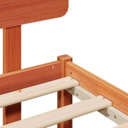 Berkfield Home Bed Frame with Headboard Wax Brown 200x200 cm Solid Pine Wood - thumbnail 9