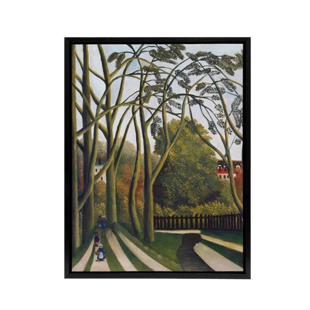 "Artery8 The Banks of the Bievre Rousseau Vintage Black Framed Canvas Wall Art in Green - Size: W12"" x H16""" - image 1