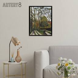 "Artery8 The Banks of the Bievre Rousseau Vintage Black Framed Canvas Wall Art in Green - Size: W12"" x H16""" - thumbnail 3