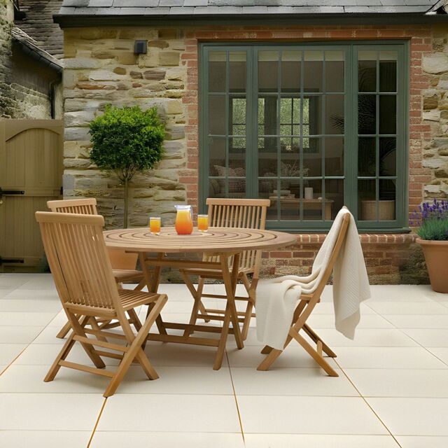 Charles Bentley Pair of Solid Wooden Teak Outdoor Folding Garden Patio Chairs in Natural - image 1