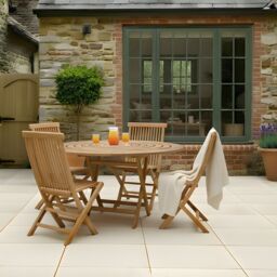 Charles Bentley Pair of Solid Wooden Teak Outdoor Folding Garden Patio Chairs in Natural