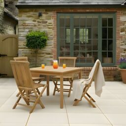 Charles Bentley Pair of Solid Wooden Teak Outdoor Folding Garden Patio Chairs in Natural - thumbnail 2