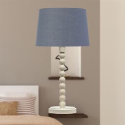First Choice Lighting Set of 2 Bobbin - Ivory Lamps with Dark Grey & Gold Shades in White - thumbnail 6