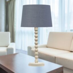 First Choice Lighting Set of 2 Bobbin - Ivory Lamps with Dark Grey & Gold Shades in White - thumbnail 7