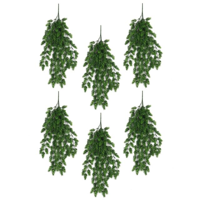 Leaf Artificial Hanging Trailing Plant UV Fire Resistant Fern 128cm Pack of 6 in Green - image 1