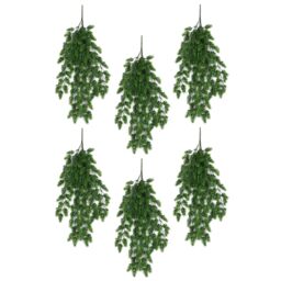 Leaf Artificial Hanging Trailing Plant UV Fire Resistant Fern 128cm Pack of 6 in Green - thumbnail 1