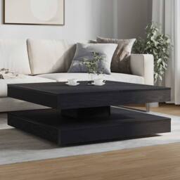 Berkfield Home Modern Coffee Table 360-Degree Rotatable Black Oak 90x90x34.5 cm - thumbnail 1