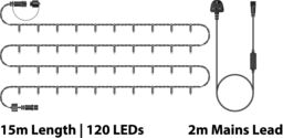 Xmas Haus Led String Lights Black Rubber Warm White 15M - thumbnail 2