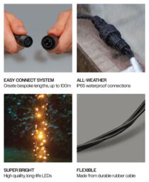 Xmas Haus Led String Lights Black Rubber Warm White 15M - thumbnail 3