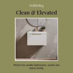 Balterley Fluted Front Wall Hung 1 Drawer Vanity Basin Unit, Satin White, 600mm in White - thumbnail 7