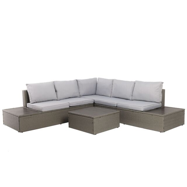 Charles Bentley Rattan & Polywood Corner Lounge Set in Grey - image 1
