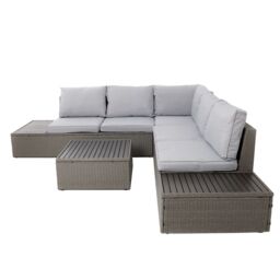 Charles Bentley Rattan & Polywood Corner Lounge Set in Grey - thumbnail 4