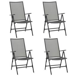 Berkfield Home Elegant Folding Mesh Chairs 4 pcs Steel Anthracite in Black - thumbnail 2