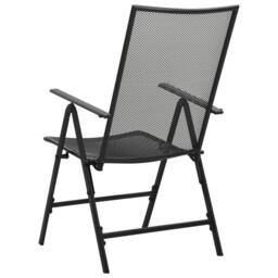 Berkfield Home Elegant Folding Mesh Chairs 4 pcs Steel Anthracite in Black - thumbnail 5