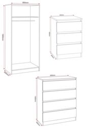 Seconique Malvern 2 Door Wardrobe Bedroom Set in White - thumbnail 6