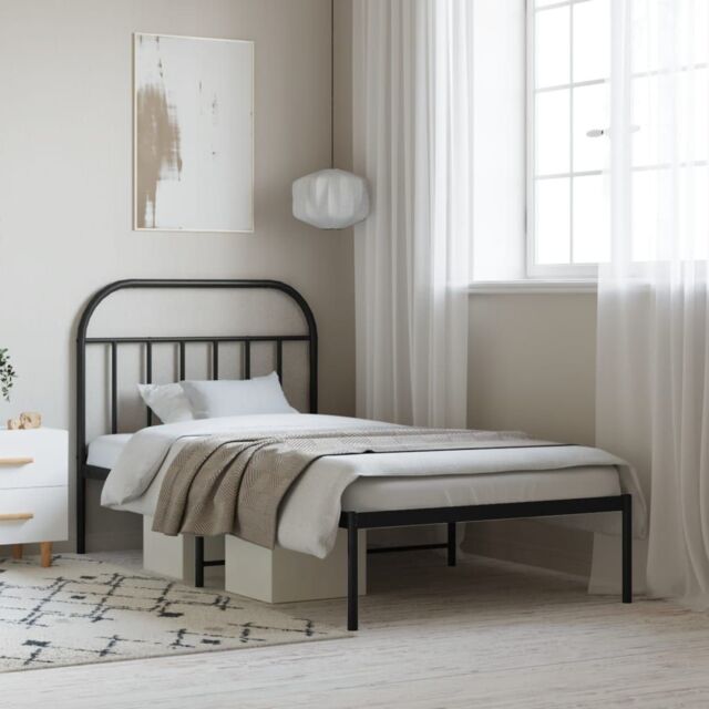 Berkfield Home Metal Bed Frame with Headboard Black 100x200 cm - image 1