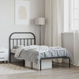 Berkfield Home Metal Bed Frame with Headboard Black 100x200 cm - thumbnail 3
