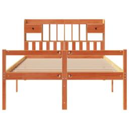 Berkfield Home Bookcase Bed without Mattress Wax Brown 160x200cm Solid Wood Pine - Size: 160x200 cm - thumbnail 4