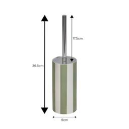 Showerdrape Pier Green & White Striped Toilet Brush & Holder - thumbnail 2