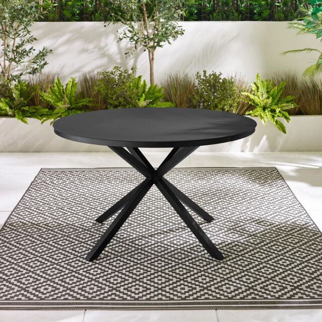 FurnitureboxUK Nanterre Metal & Glass Round Outdoor Dining Table in Black - image 1