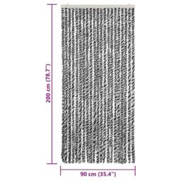 Berkfield Home Fly Curtain Grey & Black & White 90x200 cm Chenille - thumbnail 7