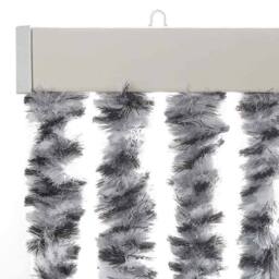Berkfield Home Fly Curtain Grey & Black & White 90x200 cm Chenille - thumbnail 4