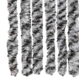 Berkfield Home Fly Curtain Grey & Black & White 90x200 cm Chenille - thumbnail 5