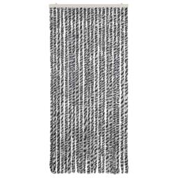 Berkfield Home Fly Curtain Grey & Black & White 90x200 cm Chenille - thumbnail 3