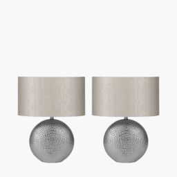 Ruma Set of 2 Mabel Silver Dot Textured Ceramic Table Lamp - thumbnail 2