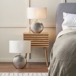 Ruma Set of 2 Mabel Silver Dot Textured Ceramic Table Lamp - thumbnail 1