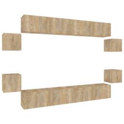 Berkfield Home 8 Piece TV Cabinet Set Sonoma Oak Engineered Wood in Brown - thumbnail 2