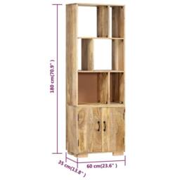 Berkfield Home Dense Bookshelf 60x35x180 cm Solid Mango Wood in Brown - Size: 60 x 35 x 180 cm - thumbnail 7