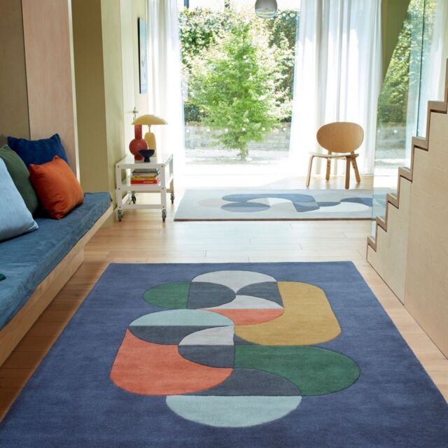 The Rug Shop UK Blue Handmade Modern Geometric Abstract Easy To Clean Navy Area Rug - Size: 160 cm x 230 cm - image 1