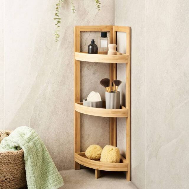 Wyld and Coco 3-Tier Corner Shelf - Light Brown - image 1