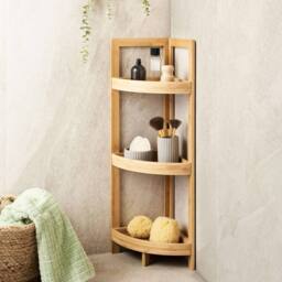 Wyld and Coco 3-Tier Corner Shelf - Light Brown