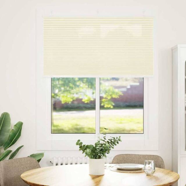 Berkfield Home Pleated Blind Cream 110x100 cm Fabric Width 109.4 cm Polyester - image 1