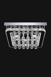 Living and Home Luxury Square Crystal Flush Mount Ceiling Light with Chrome Frame in Silver - thumbnail 4