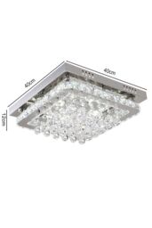 Living and Home Luxury Square Crystal Flush Mount Ceiling Light with Chrome Frame in Silver - thumbnail 6