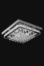 Living and Home Luxury Square Crystal Flush Mount Ceiling Light with Chrome Frame in Silver - thumbnail 3
