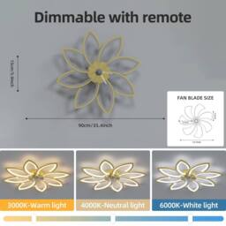 NIVOR Modern LED Ceiling Fans with Lights & Remote Dimmable Bladeless Gold - thumbnail 2