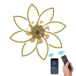 NIVOR Modern LED Ceiling Fans with Lights & Remote Dimmable Bladeless Gold