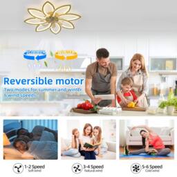 NIVOR Modern LED Ceiling Fans with Lights & Remote Dimmable Bladeless Gold - thumbnail 3