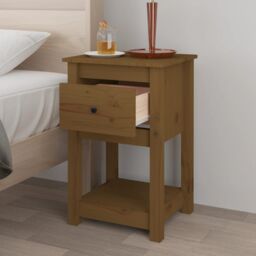 Berkfield Home Bedside Cabinets 2 pcs Honey Brown 40x35x61.5cm Solid Wood Pine - Size: 40x35x61.5 cm - thumbnail 4