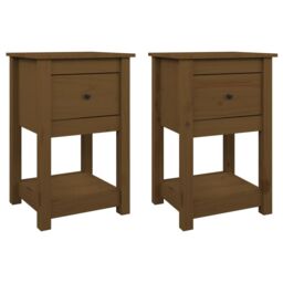 Berkfield Home Bedside Cabinets 2 pcs Honey Brown 40x35x61.5cm Solid Wood Pine - Size: 40x35x61.5 cm - thumbnail 2